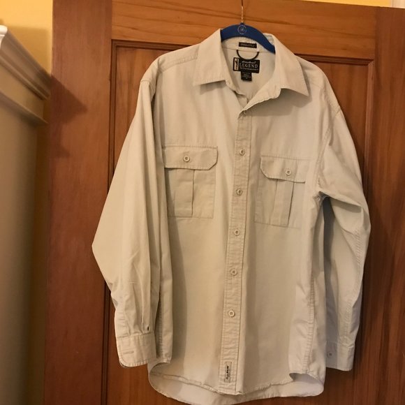 Vintage Men's Eddie Bauer Legend Elkhorn Shirt, Khaki, Long Sleeve, Size M/L - Picture 3 of 8
